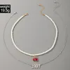 Luxur Pearl Stone Pärlagad halsband för kvinnor 1997 Brev söta körsbär Rhinestone -kedja Choker smycken presentkrage