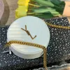 Mulheres cruzam bolsas redondas para o corpo, designer de luxo Caviar bolsas de ombro de alta qualidade Couro Vinyle Gold Letter Crossbody Bag