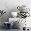 Креативная ручная окрашенная керамическая чашка для чая для чайных кофейных чашек с золотой ручной чаш