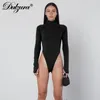 Dulzura hoge hals lange mouwen hoge taille neon bodysuit herfst winter vrouwen sexy skinny stretch body kleding 220801