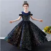 Robes de fille de luxe soirée formelle paillettes scintillantes tulle robe de princesse filles longue mariage fleur fille junior demoiselle d'honneur vêtements