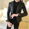 Vêtements de marque Veste en cuir décontractée pour hommes printemps slim / Mode masculine Blazers en cuir de haute qualité / Vêtements de loisirs pour hommes 4XL 220527