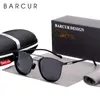 Gafas de sol redonda de marca Barcur Men TR90 Templos Gafas de sol negros para mujeres Sombras de gafas polarizadas Lunette Dseil Femme 220513