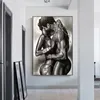 Naked Black Couple Oil Målning Perfekt älskare Canvas Affischer och skriv ut Cuadros Väggbilder för vardagsrumsdekor Frameless