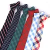 Bow Ties Fashion Woven Cotton For Men Skinny Neck Tie Wedding Casual Plaid Neckties Suits Slim Gravatas Fier22