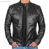 Noir moto hommes vestes en cuir marron veste en cuir hommes Vintage col montant veste Pu Faux cuir tenue L220801