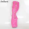 Sorbern Peach Shiny Knee High Ballet Wedge Boot With Heels Lockable Keys Plus Size Boots Women Wide Calf Fit Shoes Females