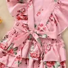 Summer Baby Girls Romper byheadband Cotton Floral Ruffles manches courtes Backless Baby Rompers Newbord Vêtements J220525