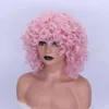 Junsi peluca sintética rizada corta pelucas naturales vino tinto rosa amarillo naranja mujer americana cosplay 220622