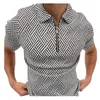 2022 Summer Plaid Print Print Zip Designer Golf Polos T-shirt para homens Slim Fit Zipper Lapel de manga curta Casual Polos Tshirts WCLH03
