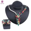 Charm Wedding Jewelry Color Crystal Rhinestones Flower Necklace Earrings Set For Women Fashion Bridal Jewelry Sets