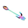 Kaffedrickverktyg Kök Gadget Rostfritt stål Spoon Milk Dessert Snack Children Cartoon Cat Spoons Table Seary 220509