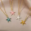 Pendant Necklaces Enamel Starfish For Women Fashion Yellow Dripping Oil Star Necklace Party Jewelry Choker Bijoux FemmePendant