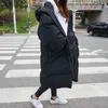 Veste d'hiver Parka épaisse longue en coton manteau à capuche veste surdimensionnée anorak solide femmes et hommes couple vêtements clés y2k L220725