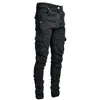 Jeans hommes pantalons décontracté coton Denim pantalon multi poche Cargo Jeans hommes mode Denim crayon pantalon poches latérales Cargo 220420