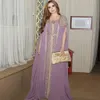 Vestidos Marokkaanse Kaftan prom -jurken Lilac lavendel borduurwerk Appliques Caftan Arabische moslimavondjurk Robe de soiree feestjurk