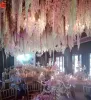 24 kolory 34 cm Elegancka sztuczna impreza kwiatowa wisteria kwiaty winorośli domowe ogród ścian wiszący DIY Rattan Centerpiece Xmas Wedding Dekoracja sxaug115
