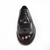 Cuir à la main des hommes brevetés à la main robe noire marron officiel mariage mariage classique masculine vintage chaussures de mâle a