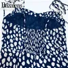 BAZALEAS ELEGANT JUSTERA SPAGHETTI REMS Vestido Blue Leopard Print Women Midi Dress Vintage Elastic Bust Side Split 220611