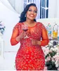 2022 Arabski Plus Size Ara Aso Ebi Red Red Luxurious Mermaid Sukienki na bal