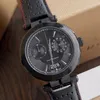ファッションビジネスメンズクォーツウォッチ45mmゴールドシルバーブラックダイヤル316ステンレススチールレザーストラップ耐水性高品質の氷の時計reloj de lujo vbr010017