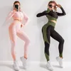 Seamles Yoga Setleri Kadın Spor Salonu Takım Elbise Koşu Kıyafetleri Spor Set Uzun Kollu Giyim 220326 Giymek