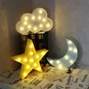 Lumières nocturnes beaux nuages ​​étoiles LED 3D Light Kids Gift Touet pour bébé enfants Chambre de chambre à coucher Lampe de toilette Décoration de Lights intérieure