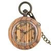 Pocket Watches Retro Red Sandalwood Fashionable Arabic Numbers Design Fob Chain Clock Men's Universal Gift Watchpocket