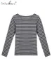 Camiseta básica a rayas de envío rápido para mujer de talla grande S-5XL multicolor informal de algodón elástico de manga larga camisetas primavera otoño 220328