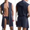 Vêtements de nuit pour hommes hommes Sexy pyjamas soie Pijama Hombre à capuche peignoir bain 5 couleurs ensemble Robe d'été Robe avec slips