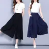 Elastische hoge taille slanke elegante chiffon s vrouwelijke broek rok zomer breed been middellange leisure losse broek 220325