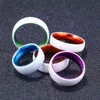 POYA White Ceramic Ring Mens Women Wedding Połąk z niebieską aluminiową wkładką komfortową H22041423638622942