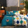 Thickened Frosted Four Piece Single Double Quilt Cover Dormitory Skin Friendly Cotton Bed Sheet Bedding Kit