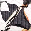 Sexig strappy badkläder Push Up Bathing Suit for Women Letter Tryckt Bikini Triangle Baddräkt