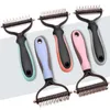 Pet Dog Grooming Tool 2 Sided Undercoat Rake for Cats Dogs Brush - Safe Dematting Comb for Easy Mats Tangles Temoving (stor storlek)