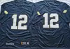 NCAA University 12 Ian Book College Jersey Football 3 Joe Montana All Stitched Team Navy Blue White Green Color For Sport Fans Breathable Pure Cotton High/Good