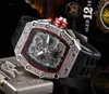 7A+2020 Ny Herrmode Sportklocka Shinning Watches Rostfritt stål Diamond Iced Watch All Urtavla Work Chronograph Gummirem R-hane Klocka