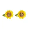 Jaeeyin 2022 Enamel Sunflower Stud Earrings Cute Fun Sweet Cartoon Big Sun Flower Statement Jewelry Gift For Friends Children