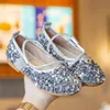 2022 Kids Casual Sneakers Mode Bling Sequin Wedding Party Princess Schoenen Kinderen Lederen Schoenen Meisjes Platte Schoenen Dansschoen