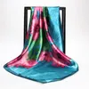 Bandanas Fashion Sunflower Oil Painting Satin Head Square Scarf Women Imitated Silk Scarves Large Size Shawl Wraps HijabBandanas BandanaBand