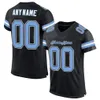 Custom Black Light Blue-Pink Mesh Authentic Football Jersey