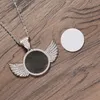 Pendant Necklaces 30mm Round Wing Custom Memory Medallion Picture Necklace DIY Po Zirconia Plastic Cover Hip Hop Jewelry Frame OnlyPendant