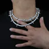 Hänge Halsband Iced Out Bling 5A Tennis Kedja Spike Charm Halsband Hip Hop Rock Punk Coola Män Smycken Högkvalitetshänge