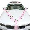 Artificial Flower Wedding Car Bridal Car Decoration Door Handle Ribbons Silk Corner Flower Galand With Tulle Gifts Set