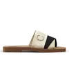 billigare kvinnor glider sandaler designer tofflor sandales woody platt mule i duk vit svart mjuk rosa segel marinbl￥ sommar sandal mode strandskor skjutreglage 35-42