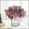 Enkel bunt konstgjorda blommor Peony Hydrangea Bröllop Juldekorationer för hem Diy vardagsrum Dekorationer JK2102XB Drop Deli