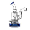 hookahs Bong Heady Thick Bubbler Glass Blue Matrix and Birdcage Percolator Water Pipes Removable Straight Tube Recycler Oil Rig 18"