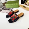 Designer Luxur Women matelass canvas slide sandal House signature Flora print Mule Slide Flat Flip Flop Sandals mkjkk56855
