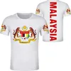 Malaysia T-shirt Name Number Mys T-shirt Po Clothes Print Diy Free Custom Country Flag My Malay Malaysian Jersey Casual 220609