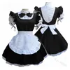 Señoras de las mujeres Lolita de manga corta con cuello Retro Maid Dress Cute French Maid Outfit Cosplay Come Plus Size S-5XL L220714